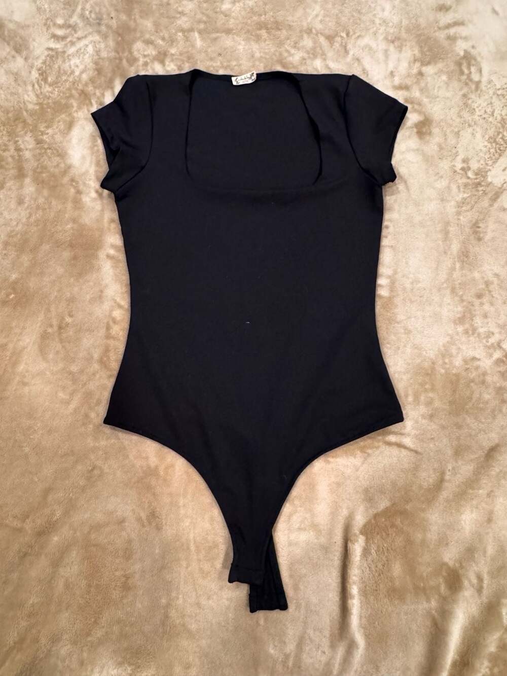 Free People Intimately Black Square Neck Bodysuit Sz S